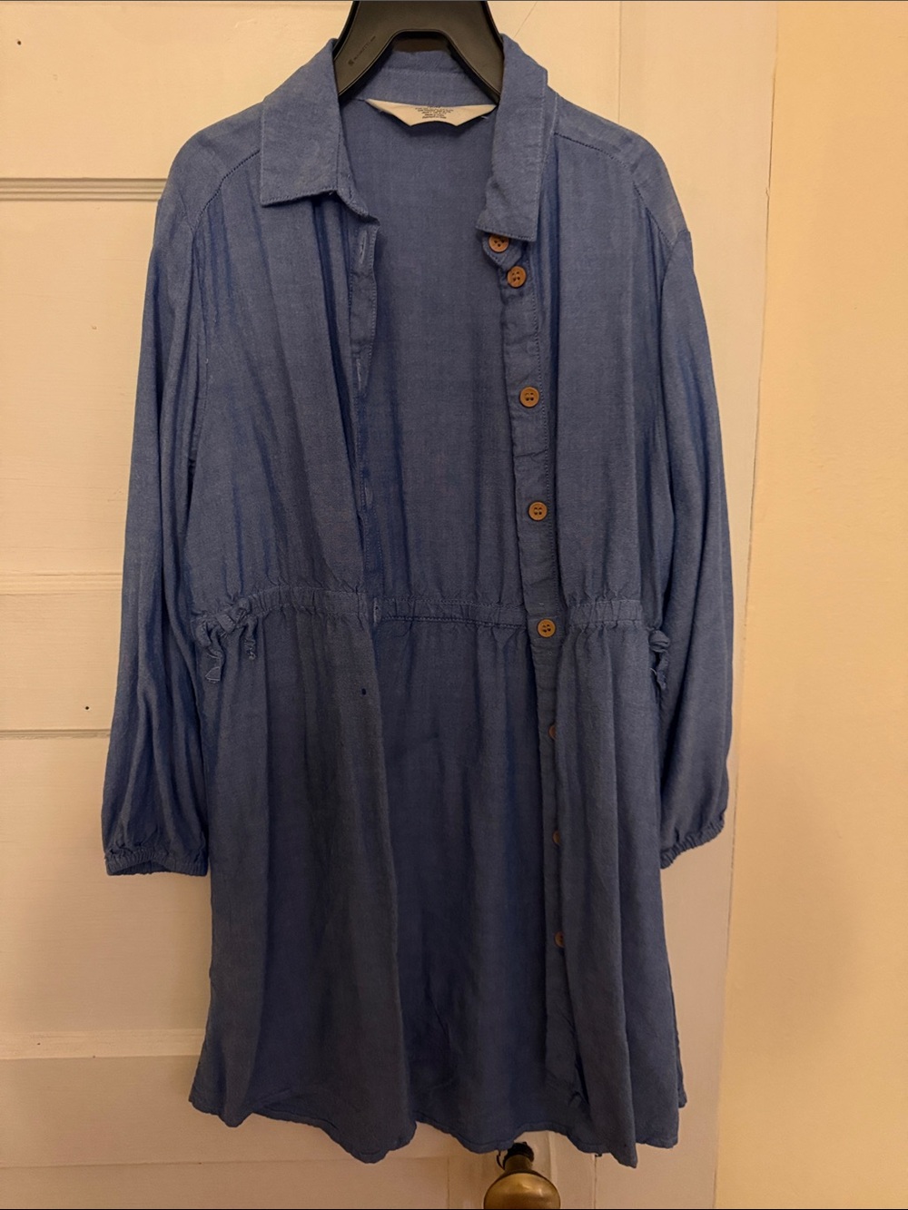 H&M Blue Button-Front Trench Coat